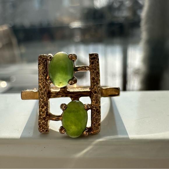 Jade Ring 10K Ring - Size 6-7 - Vintage - Picture 13 of 16